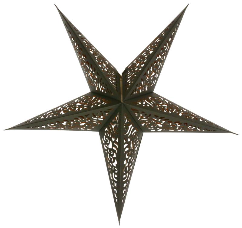 Baby Kala Black / Copperglitter - Foldable glowing Paperstar with 5 points, 40 cm